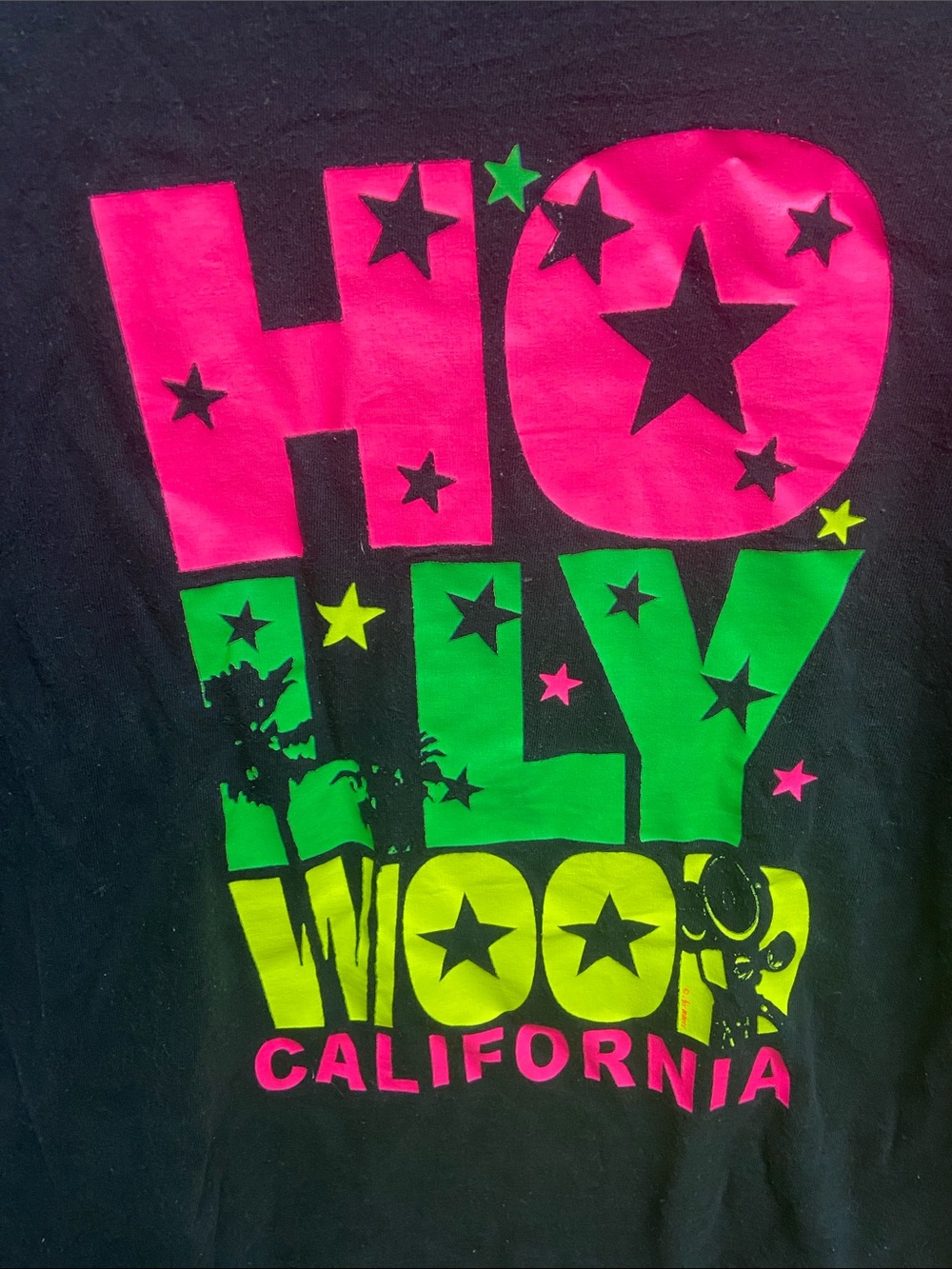 Vintage Air Waves Hollywood California Mens Size M Colorful Graphic T-Shirt